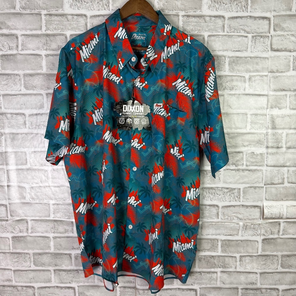 Dixxon Flannel Co. The Vice Colorful Miami Vibes Lightweight Button Up Shirt 2XL - Picture 1 of 5